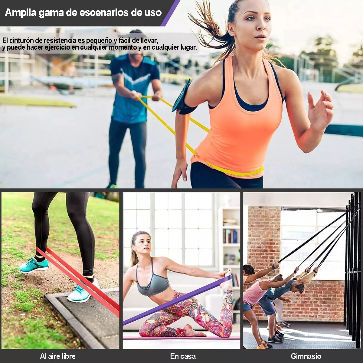 Kit 4 Pcs Bandas De Resistencia De Ejercicio Yoga Y Fitness .