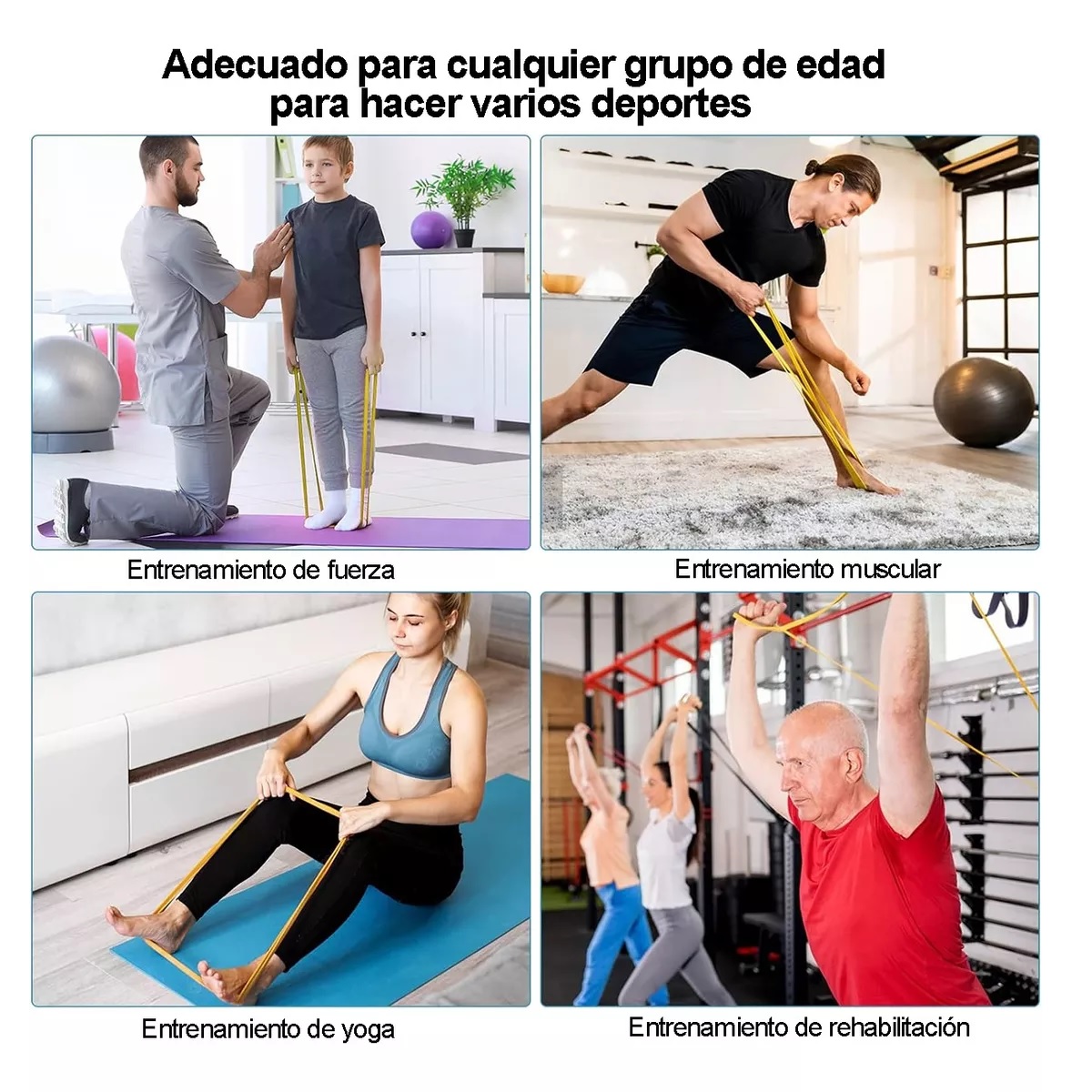 Kit 4 Pcs Bandas De Resistencia De Ejercicio Yoga Y Fitness .