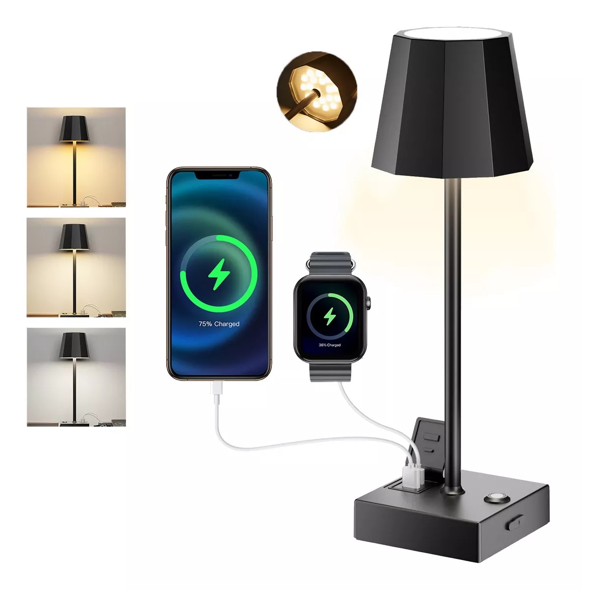 Luz Led Ajustable, Lámpara De Escritorio Con 2 Usb.