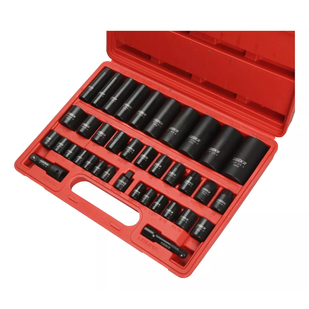Juego De Dados Alto Impacto Industriales Std 1/2',3/8' 38Pzas.