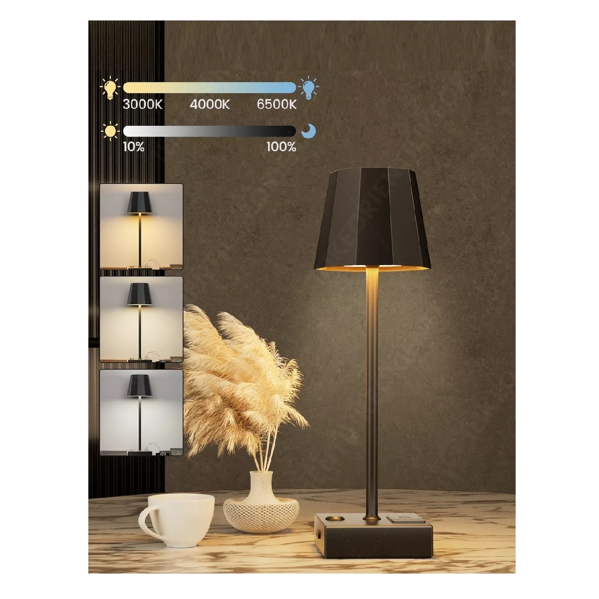 Luz Led Ajustable, Lámpara De Escritorio Con 2 Usb.