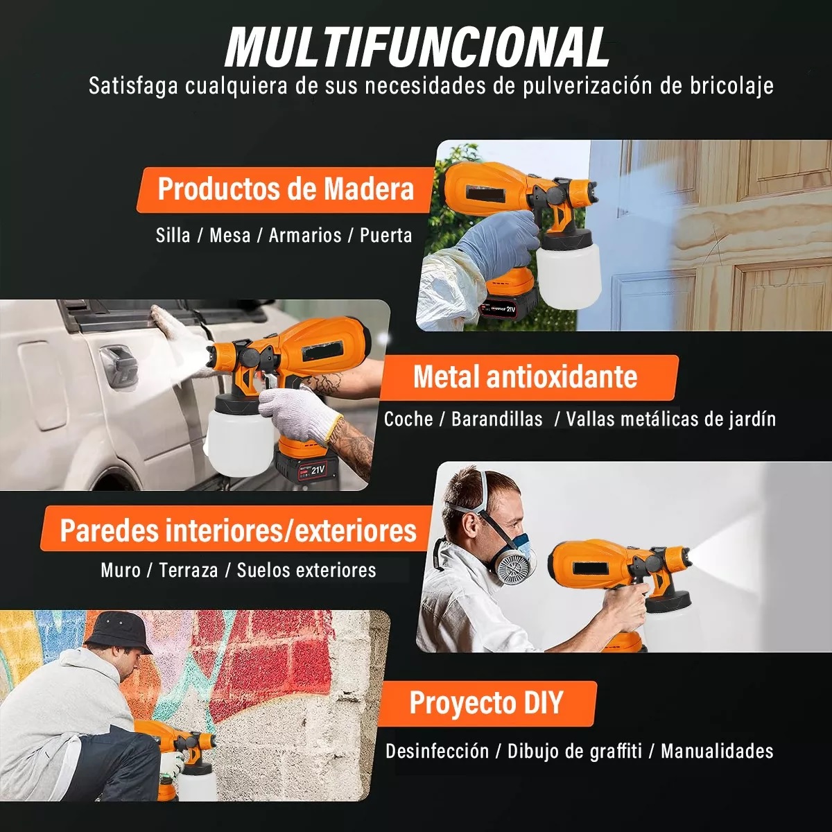 Pistola Para Pintar Inalámbrica Pulverizador Pintura Casas.