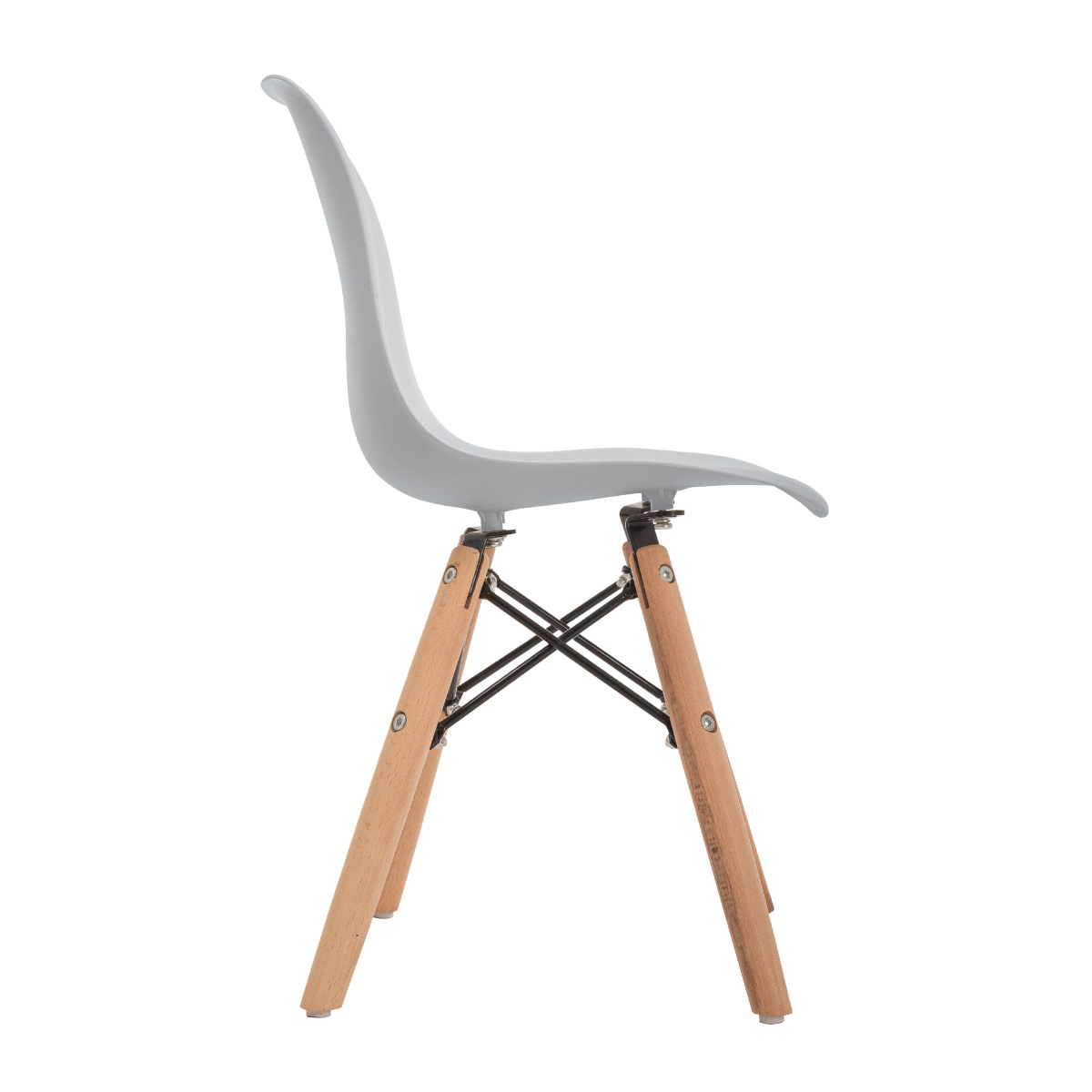 Juego de 2 sillas infantiles Eames modernas para niños pequeños (blancas, grises y rosa).