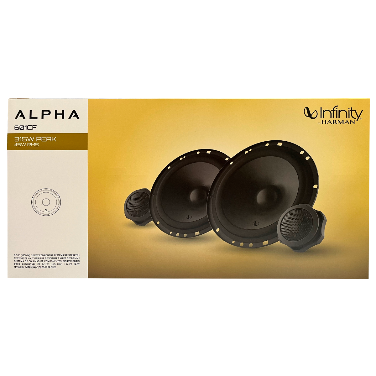 Componente 6.5 Pulgadas Infinity Alpha 601cf 45 Watts Rms Color Negro.