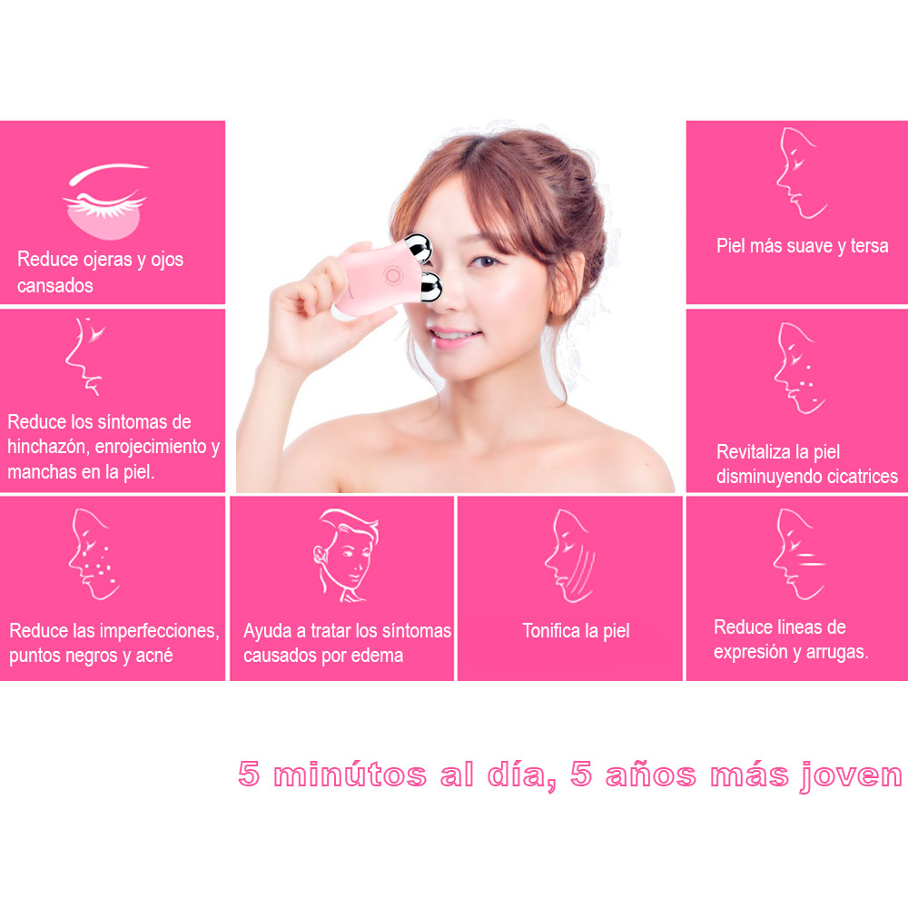 Tonificador Facial Electrónico VAK Radiofrecuencia Lifting Masajeador Lila.