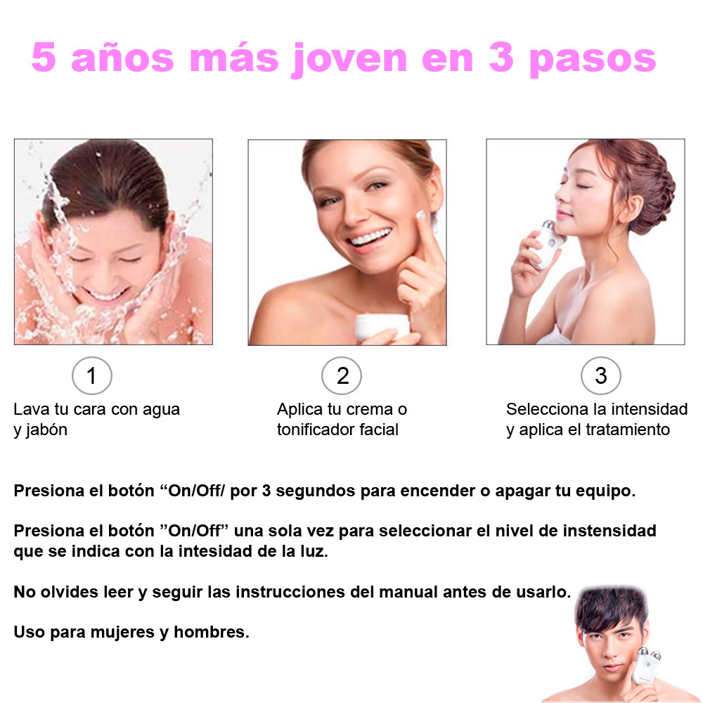 Tonificador Facial Electrónico VAK Radiofrecuencia Lifting Masajeador Lila.