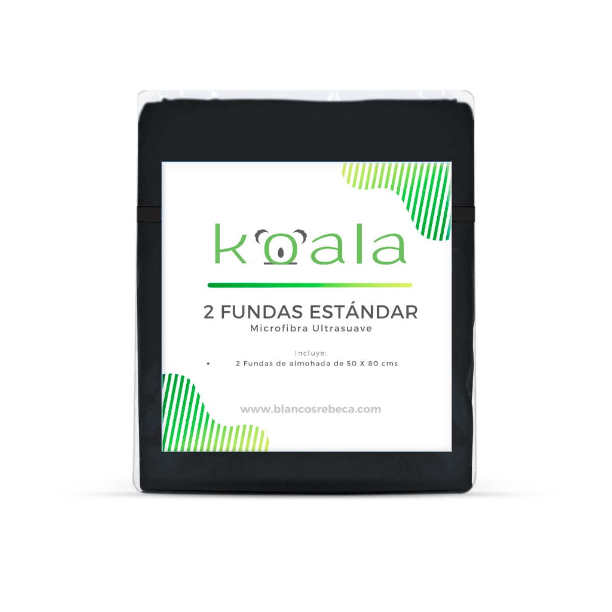 2 Fundas de almohada Koala - Estándar - Negro.