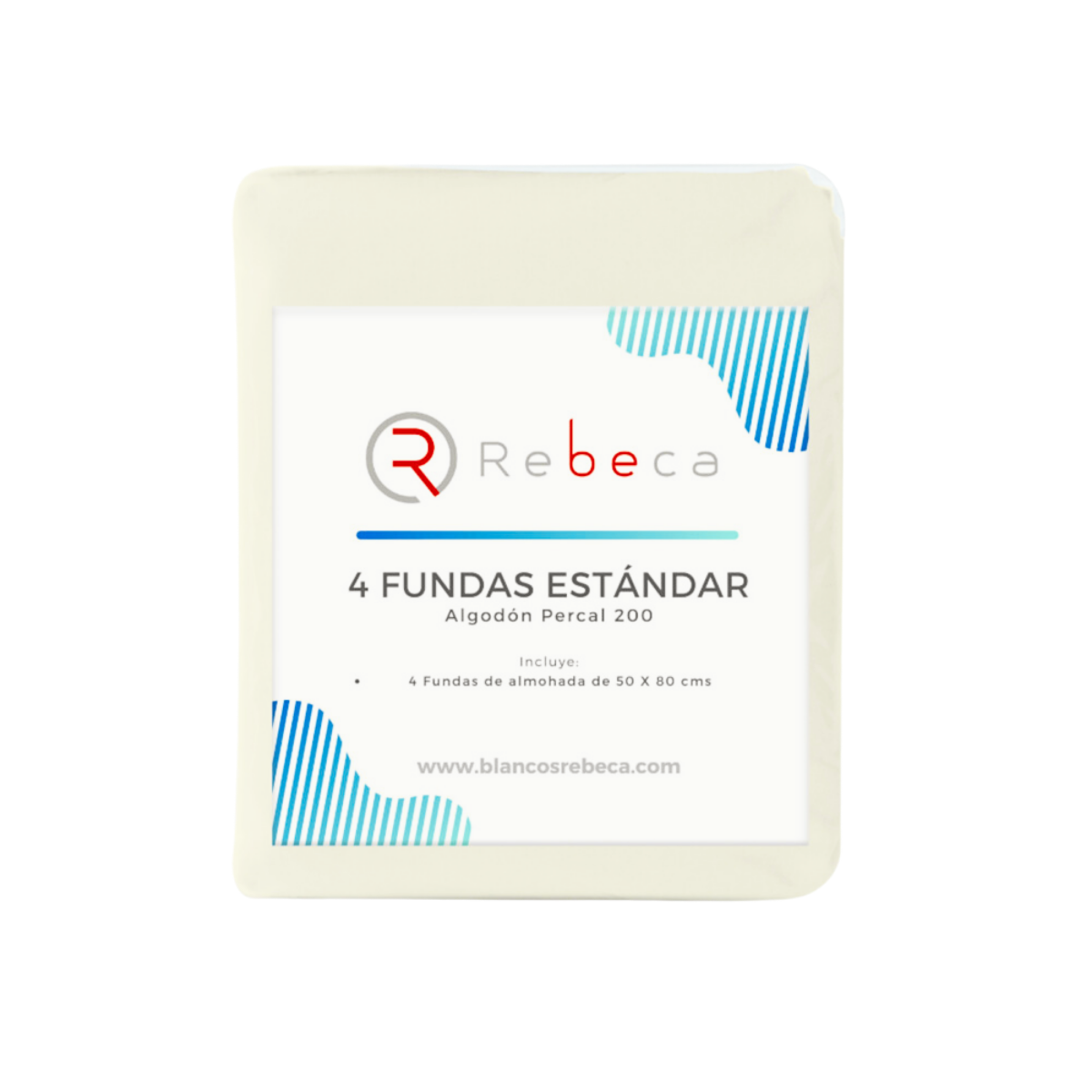 4 Fundas de almohada percal 200 - Estándar - Hueso.