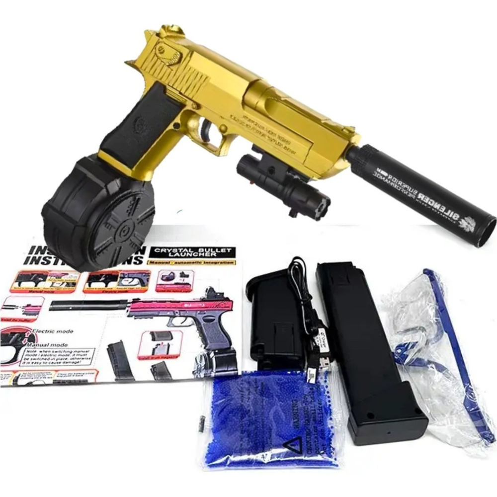 Pistola De Hidrogel Automática Desert Eagle Magnum Tambor,Juguete Lanzador Automático, Gel Blaster Juguete de Hidrogel para Exteriores, Juego de Equipo de Disparo de Bolas de Gel al Aire Libre,.