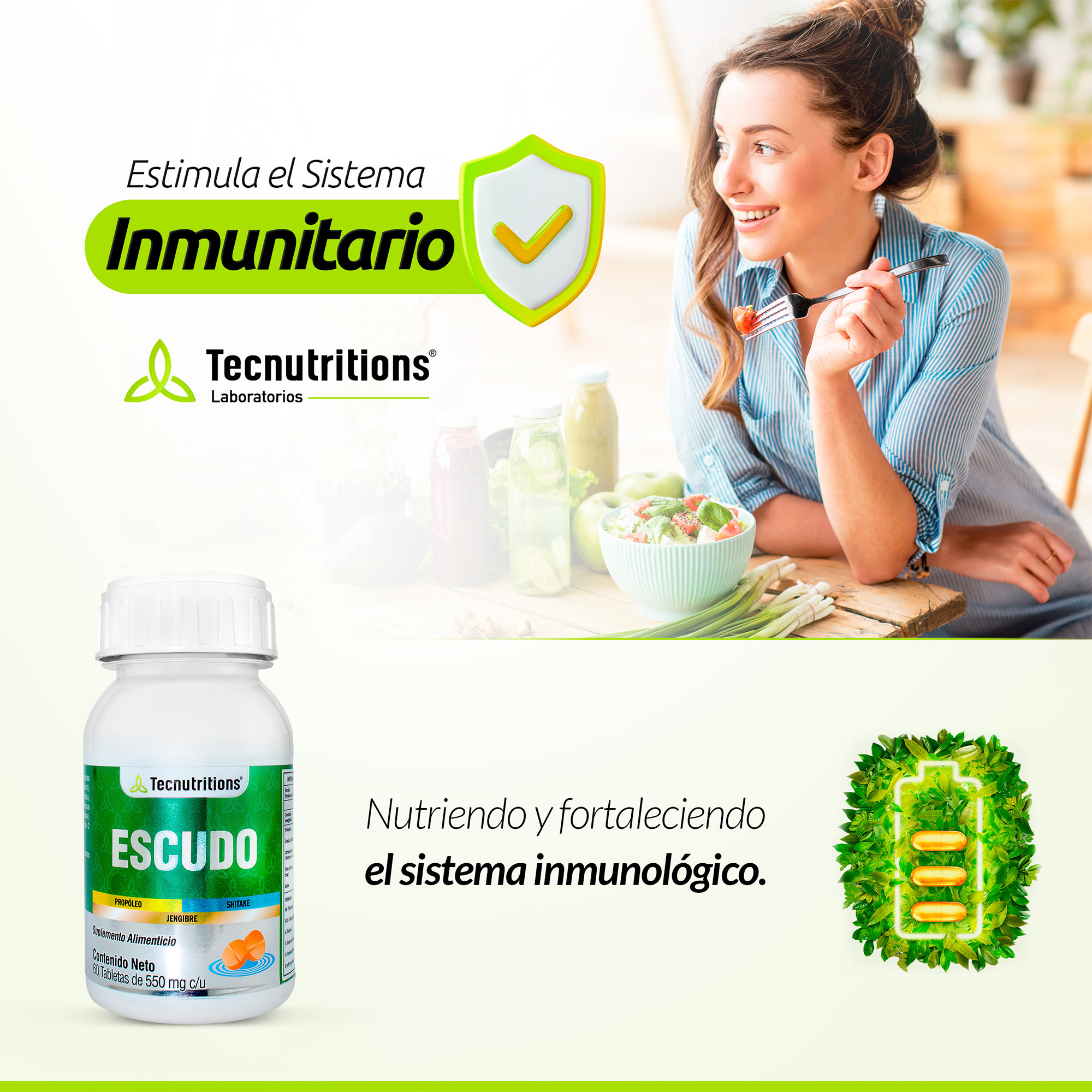 Suplemento Escudo Tecnutritions® Sistema Inmune Aumenta Defensas