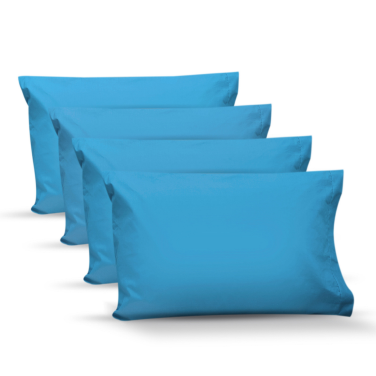4 Fundas de almohada percal 200 - Estándar - Turquesa.
