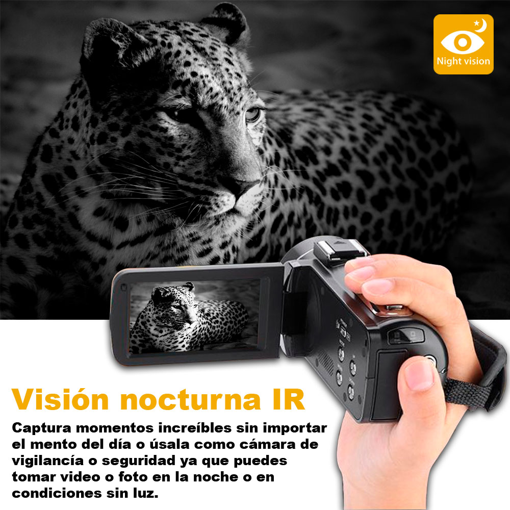 Videocamara Vak 809 Fhd Microfono Nocturna 24mp Touch Hdmi Lente Gran Angular Negro.
