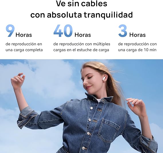 HUAWEI FreeBuds SE 2 (Garantía en México)- Auriculares 40 Horas de Batería, Protección IP54 contra el Polvo y Las Salpicaduras, Bluetooth 5.3, iOS y Android, Audifonos Inalambricos, Azul Glacial.