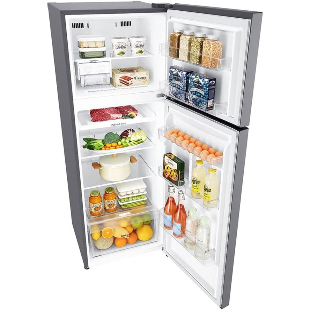Refrigerador 11 pies top freezer smart inverter color silver marca lg.