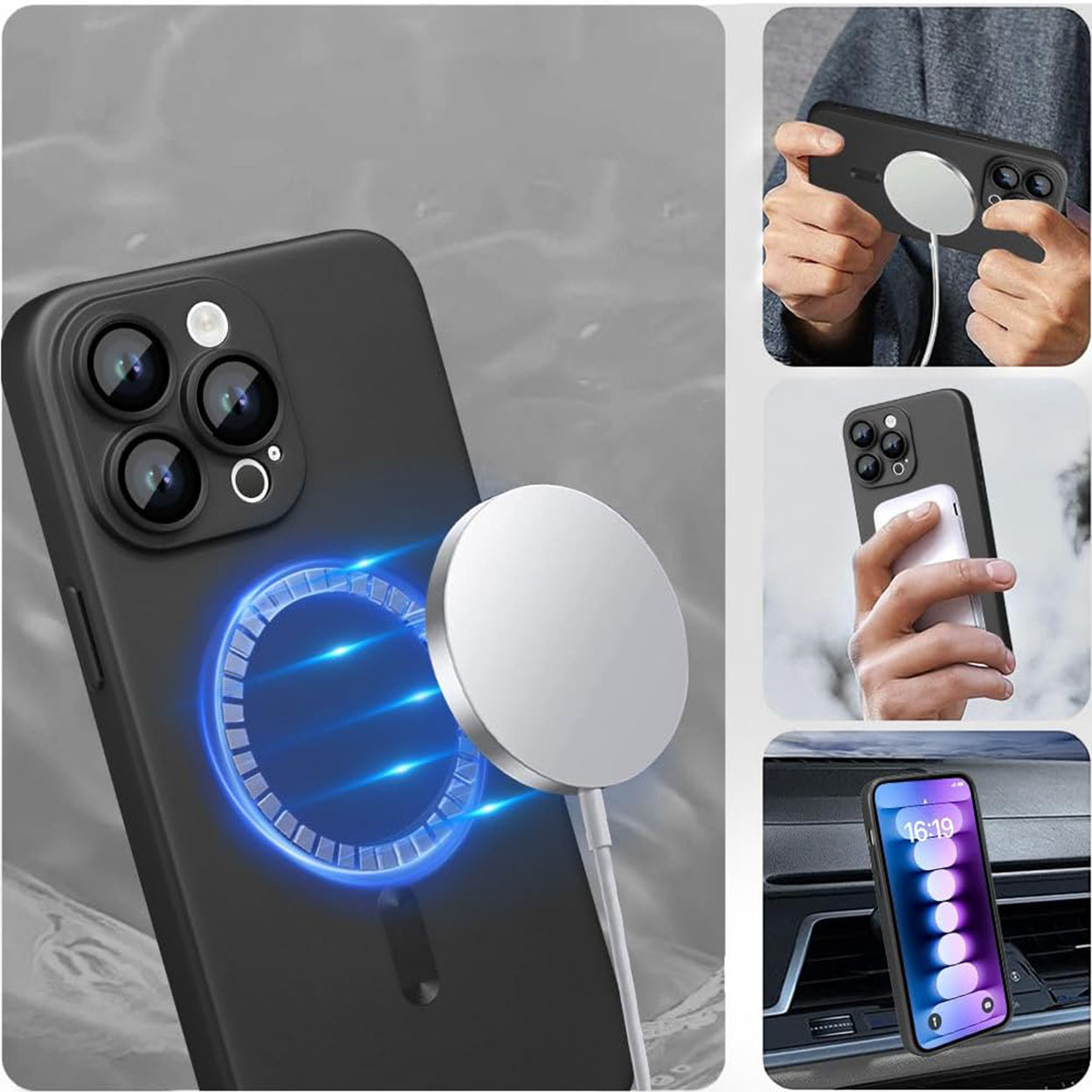 Funda Para iPhone 15 Pro Compatible Con Magsafe TPU Suave A Prueba De Golpes Protector Cámara Negro.