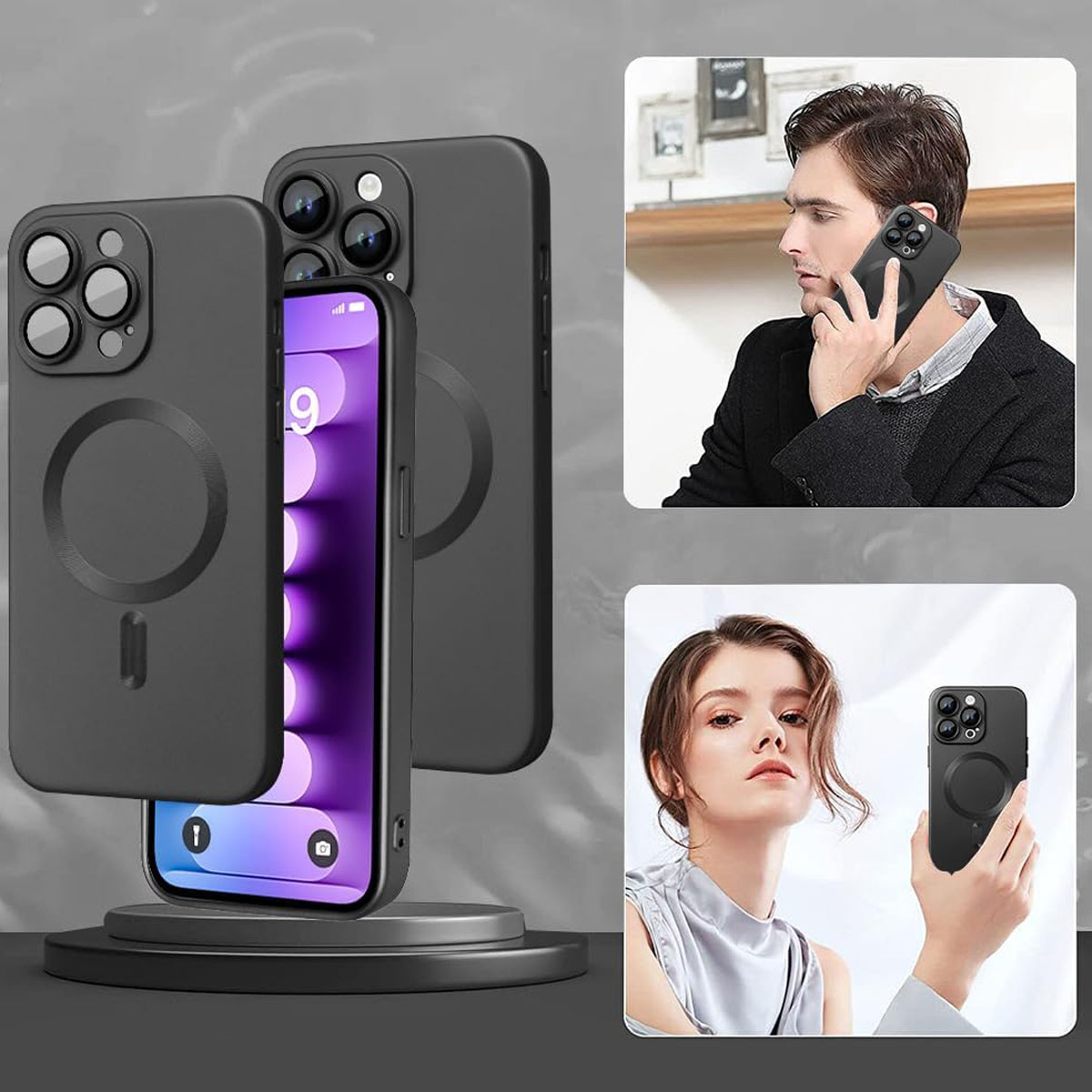 Funda Para iPhone 15 Pro Compatible Con Magsafe TPU Suave A Prueba De Golpes Protector Cámara Negro.