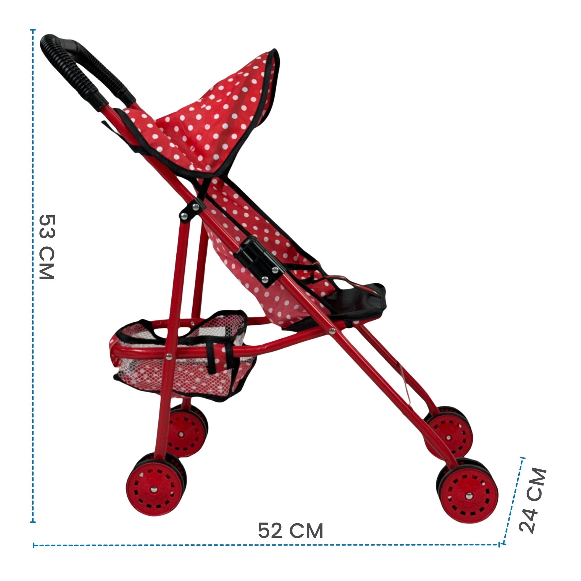 Carriola para Muñecas de Juguete para Niñas Sencilla con Toldo - Rojo.