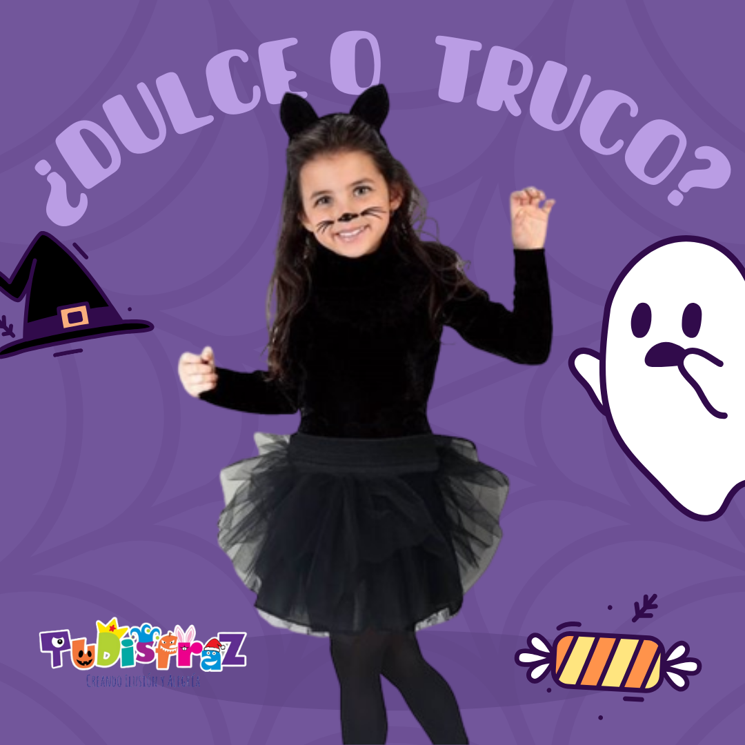 Disfraz de Gatita - Traje de Gato para Niñas - Disfraces de Halloween y Día de Muertos - Vestuario de Gata Negra - Diadema, Tutú y Leotardo de Gatito