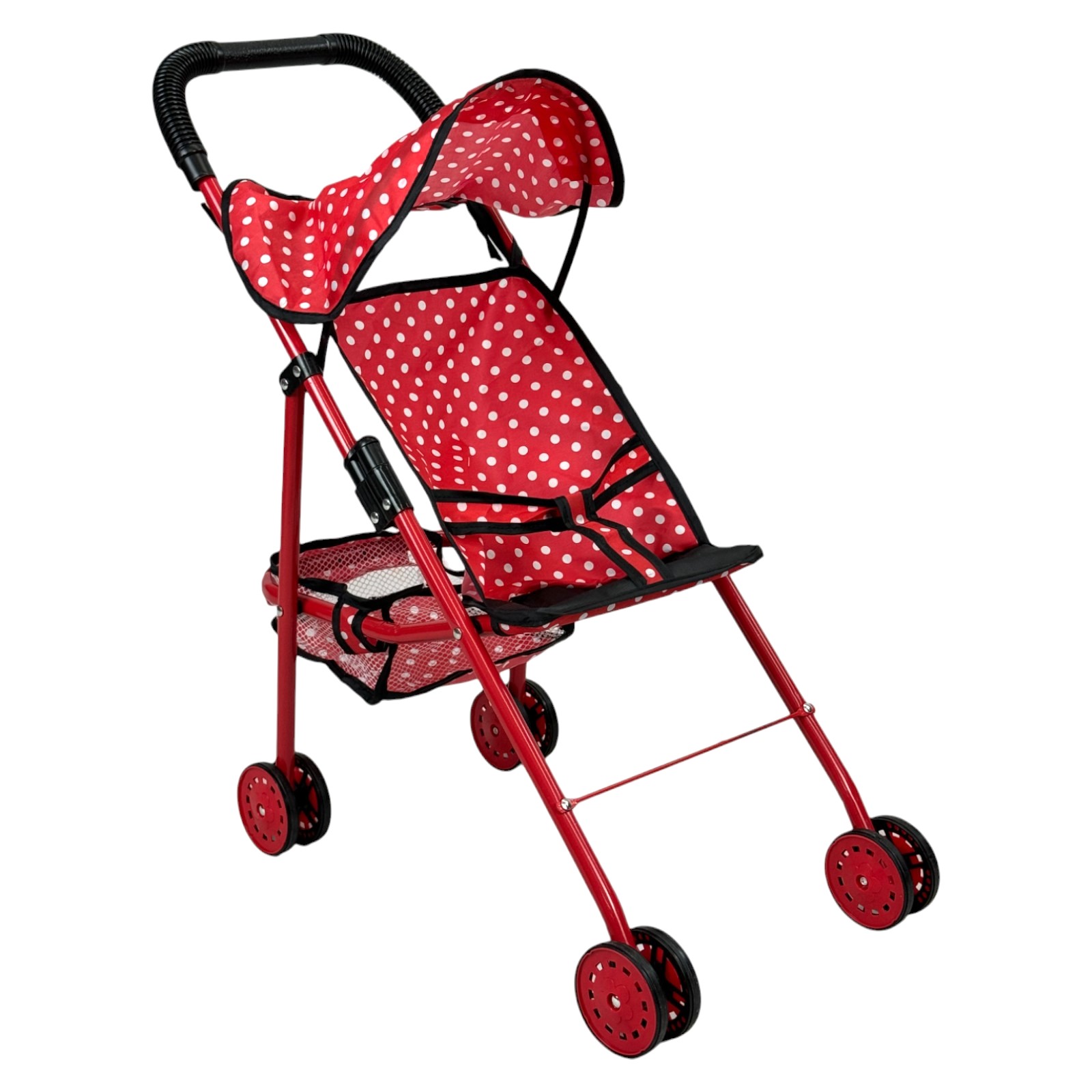 Carriola para Muñecas de Juguete para Niñas Sencilla con Toldo - Rojo.