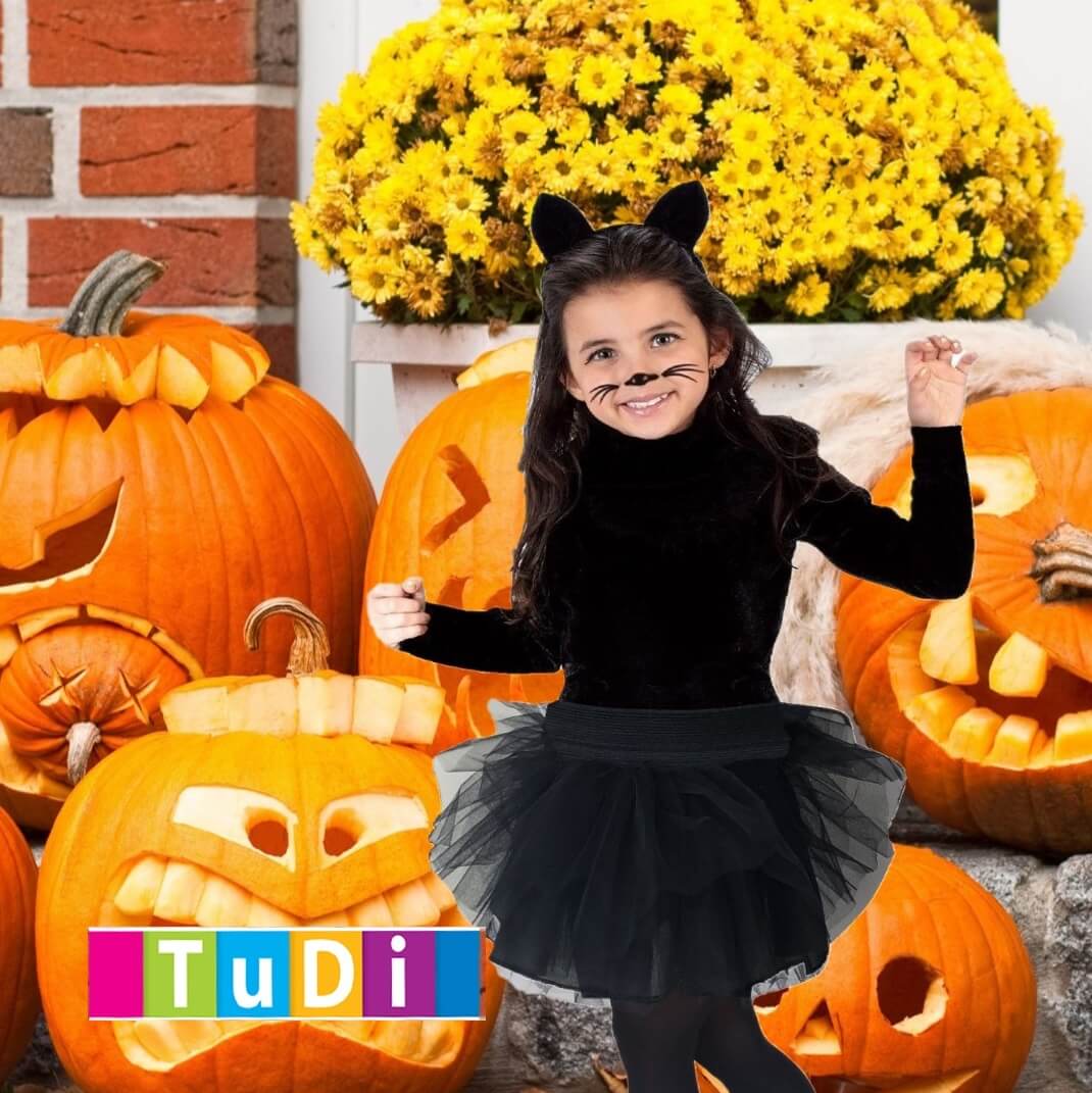 Disfraz de Gatita - Traje de Gato para Niñas - Disfraces de Halloween y Día de Muertos - Vestuario de Gata Negra - Diadema, Tutú y Leotardo de Gatito