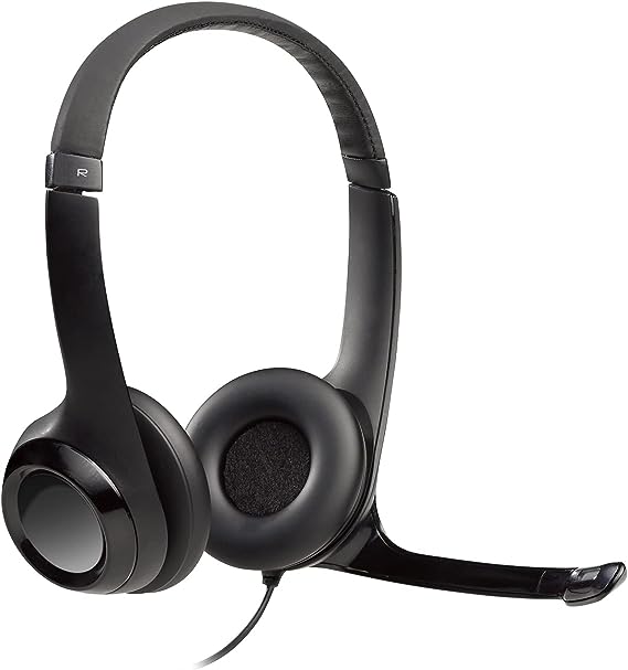 Logitech H390 Diadema con Cable, Sonido Estéreo y Micrófono USB con Supresión de Ruido, Controles Integrados en el Cable, PC/Mac/Laptop/Chromebook - Negr.