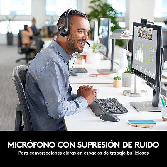 Logitech H390 Diadema con Cable, Sonido Estéreo y Micrófono USB con Supresión de Ruido, Controles Integrados en el Cable, PC/Mac/Laptop/Chromebook - Negr.