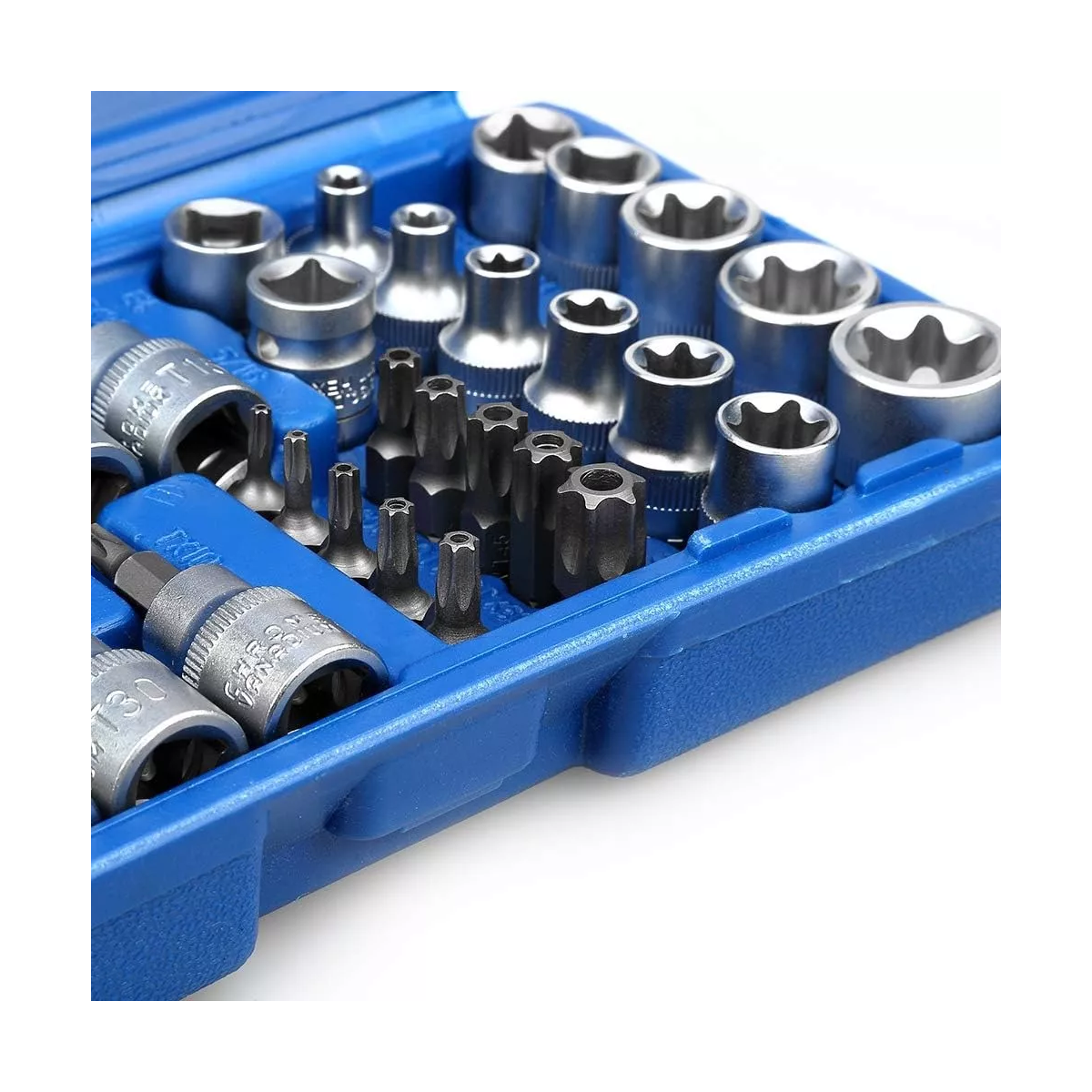 Juego De Dados Y Puntas 3/8 Torx, 34 Pz, Hembra Y Macho.