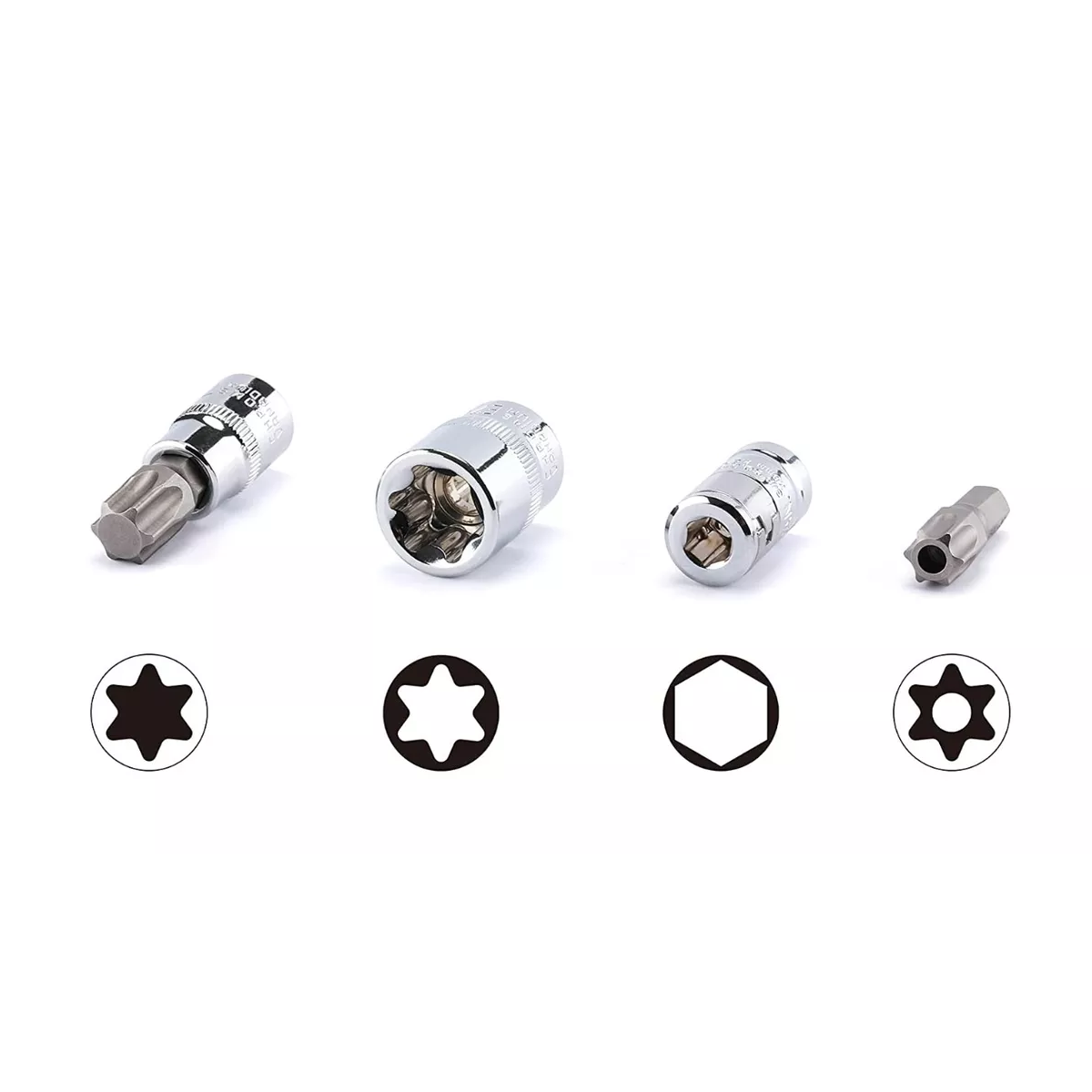 Juego De Dados Y Puntas 3/8 Torx, 34 Pz, Hembra Y Macho.