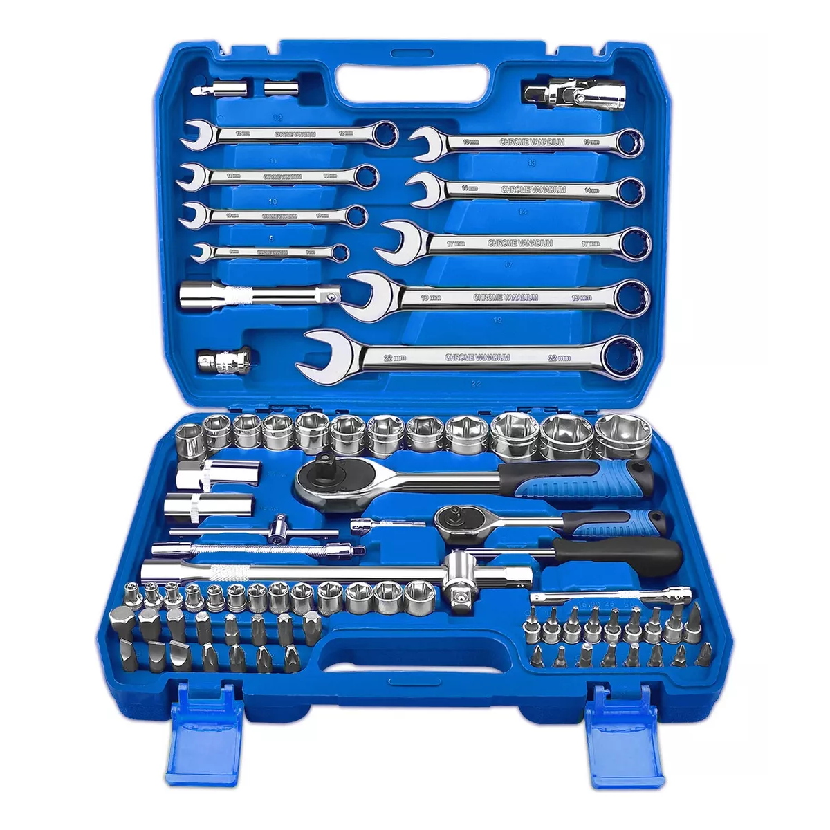 Juego De Herramientas Y Dados De Impacto, 82 Piezas Estuche Azul.