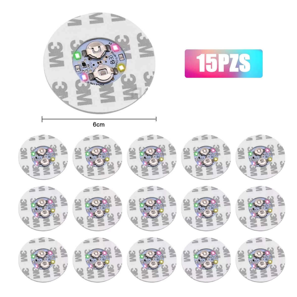 Kit 15 Pegatinas Para Botellas Posavasos Luces Taza Tapete Led.