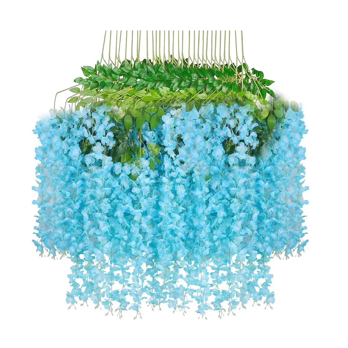 Flores Artificial 12pzs 1.1m Decoración Azul Cielo.