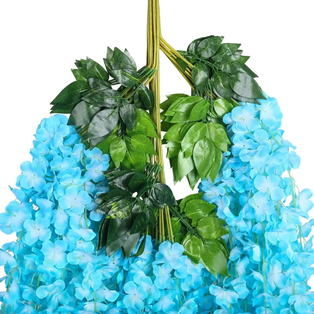 Flores Artificial 12pzs 1.1m Decoración Azul Cielo.