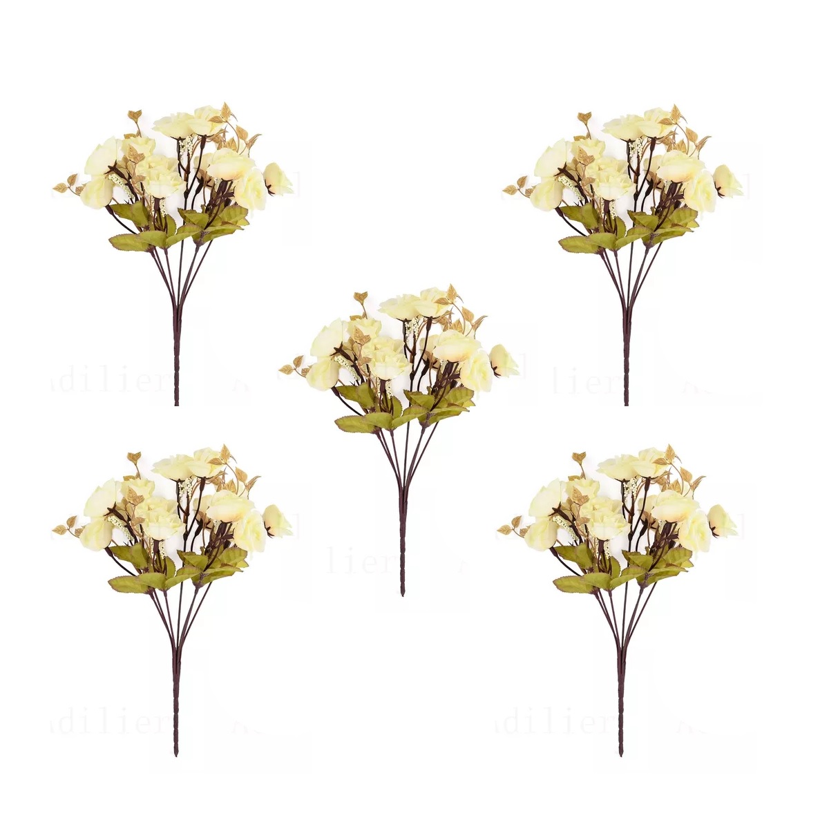 Kit 5 Ramos Flores Artificiales Decoracion Hogar 70 Flores Blanco.