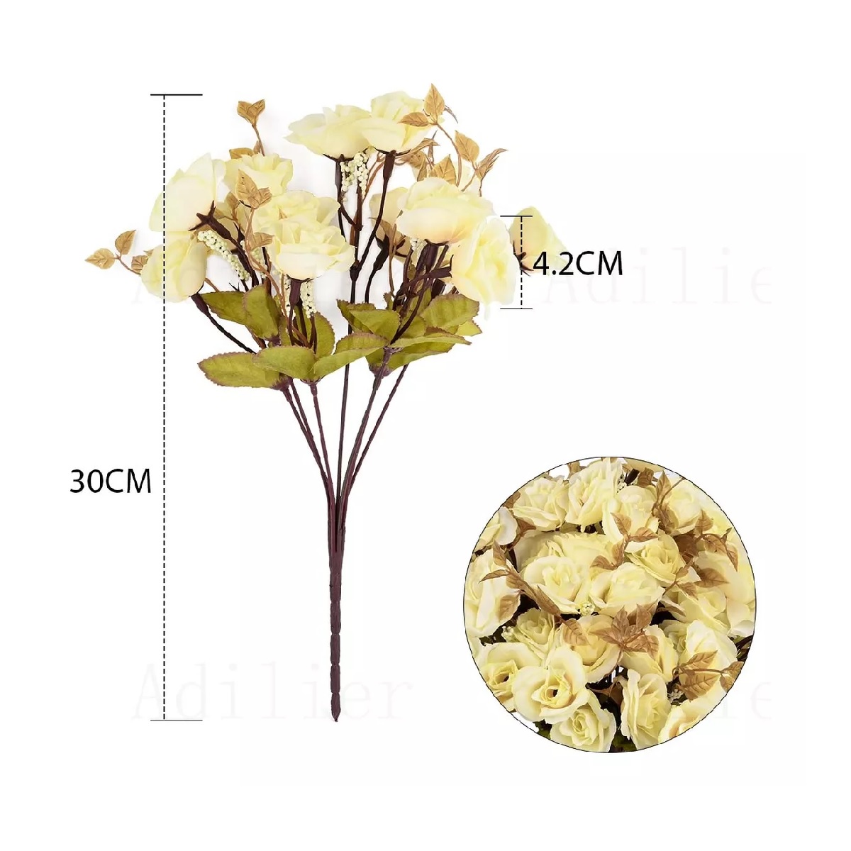 Kit 5 Ramos Flores Artificiales Decoracion Hogar 70 Flores Blanco.