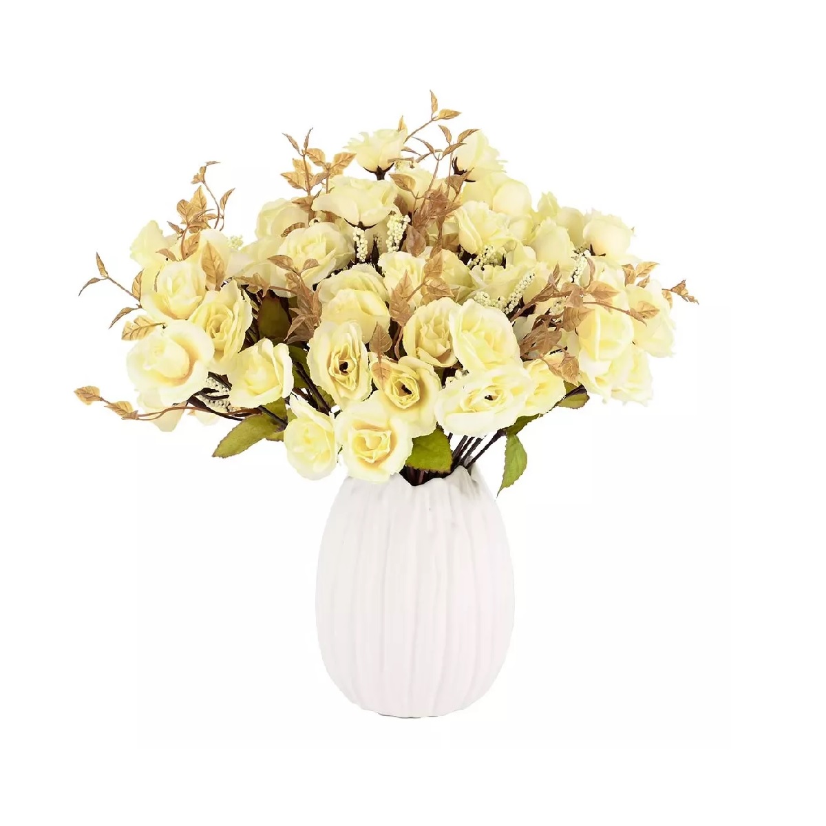 Kit 5 Ramos Flores Artificiales Decoracion Hogar 70 Flores Blanco.
