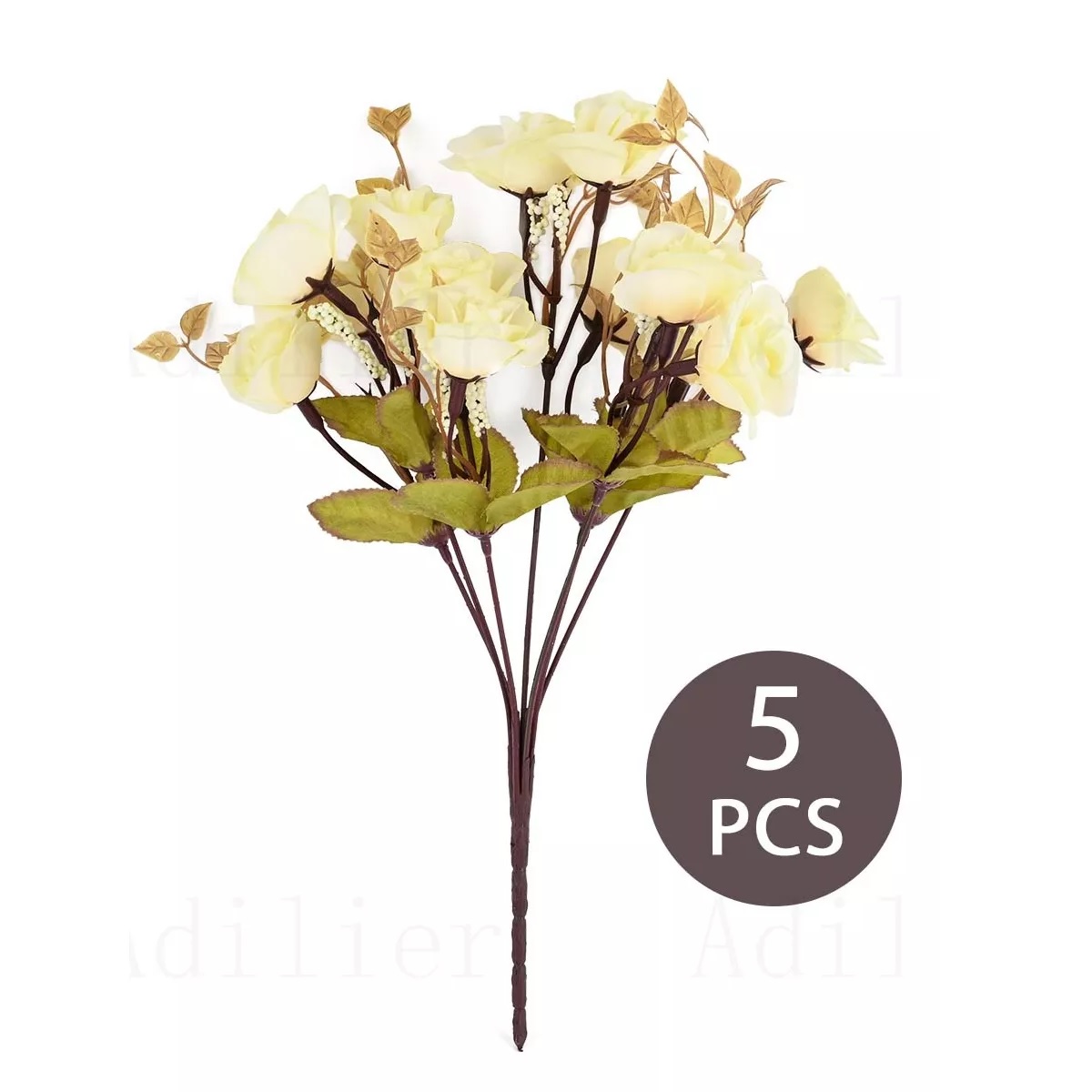 Kit 5 Ramos Flores Artificiales Decoracion Hogar 70 Flores Blanco.