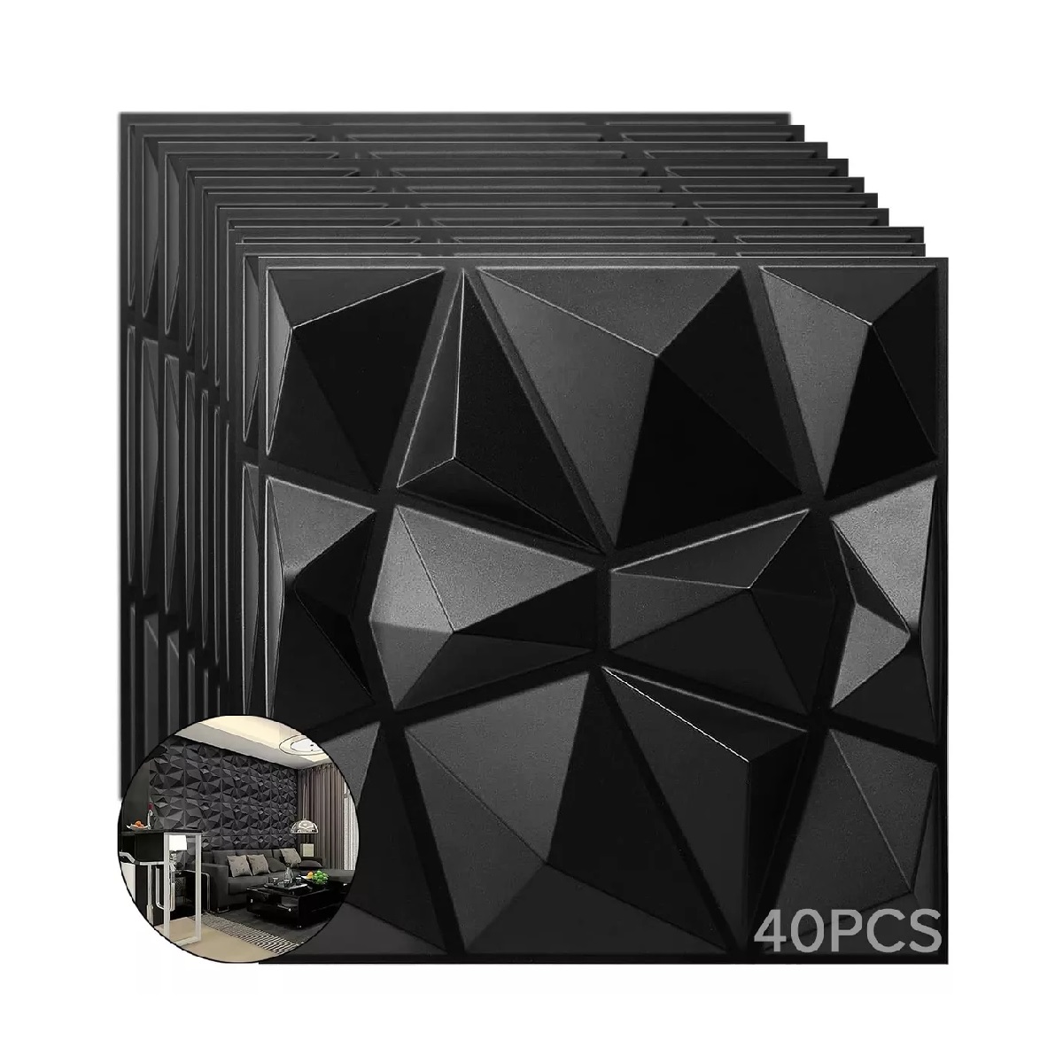Set 40pc Panel 3d Decoración Pvc Pared Hogar Impermeable 50*50cm.