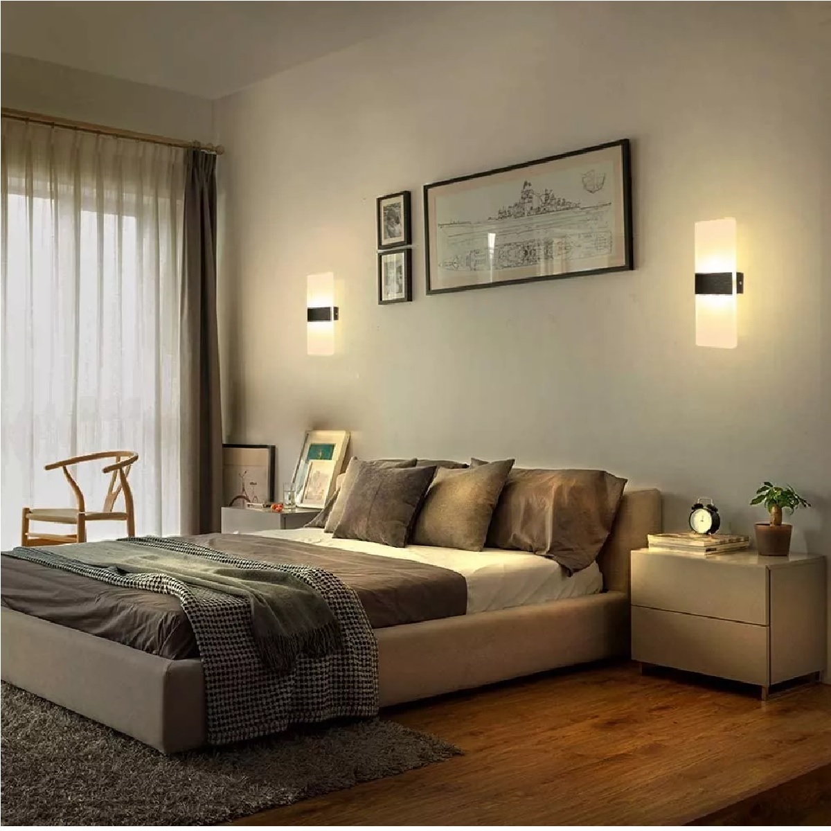 Lámpara De Pared Interior Dormitorio Decorativa 2 Piezas.