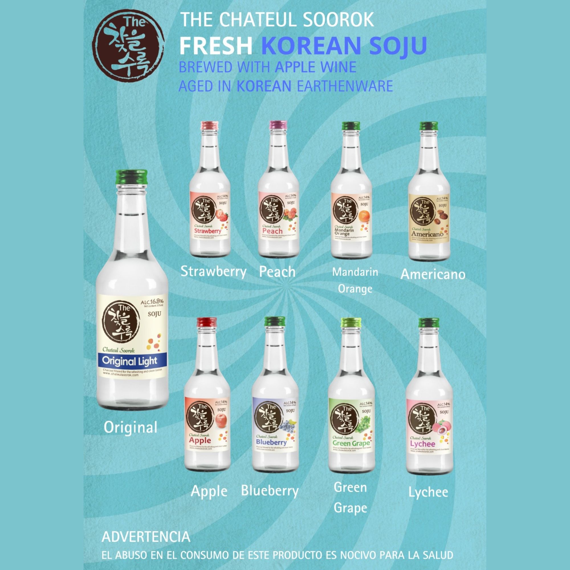 Bebida Coreana Licor Chateulsurok Sabor Durazno 8 pzs