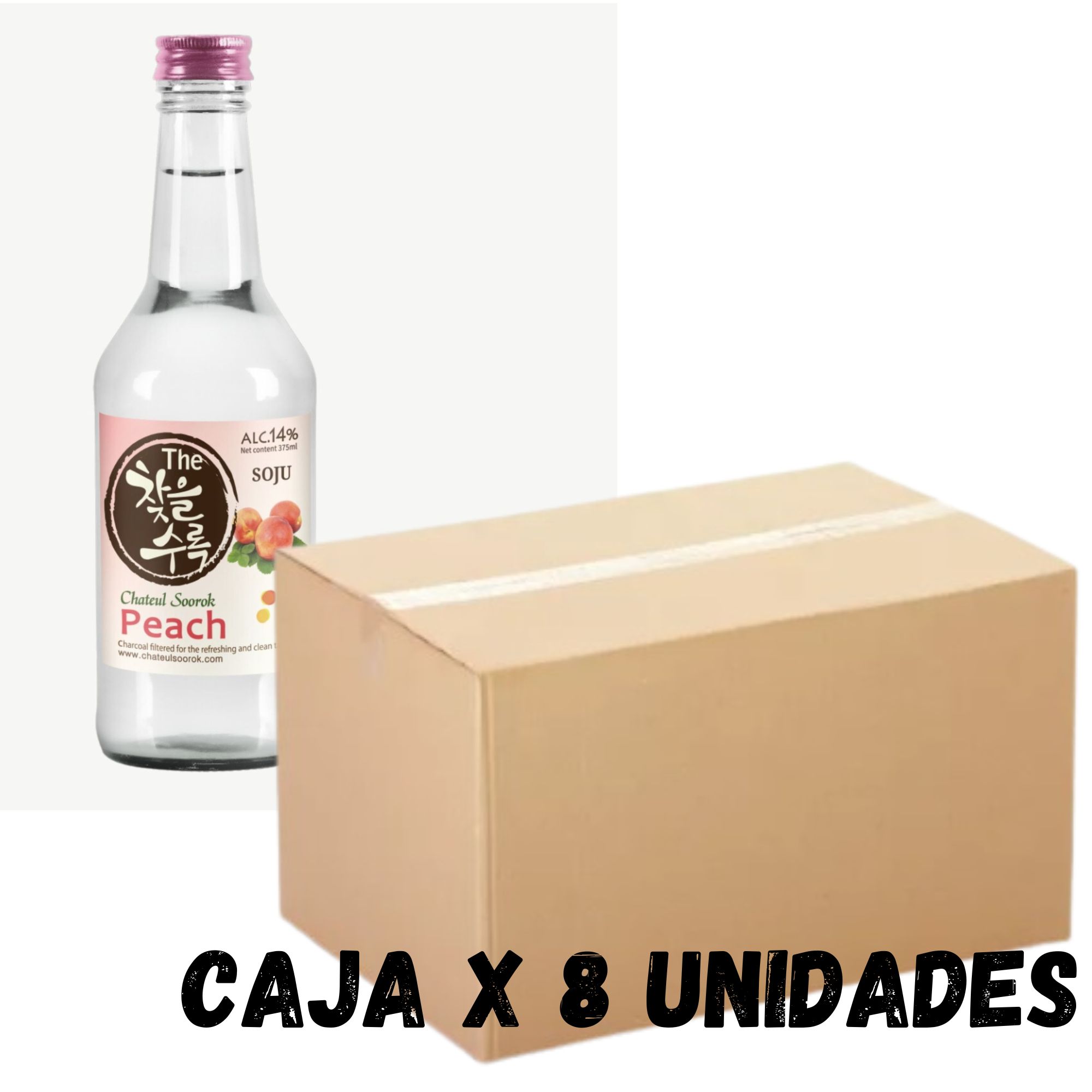 Bebida Coreana Licor Chateulsurok Sabor Durazno 8 pzs