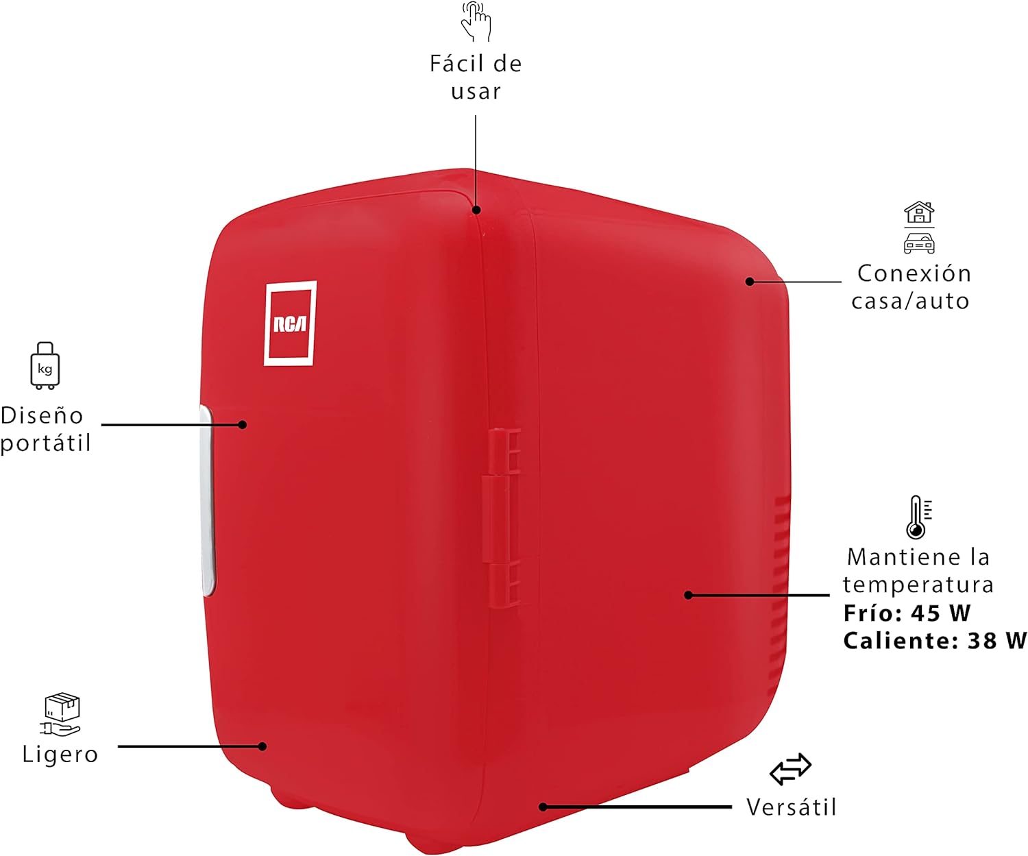 Mini refrigerador frigobar portátil rojo 12v rc-4r rca.