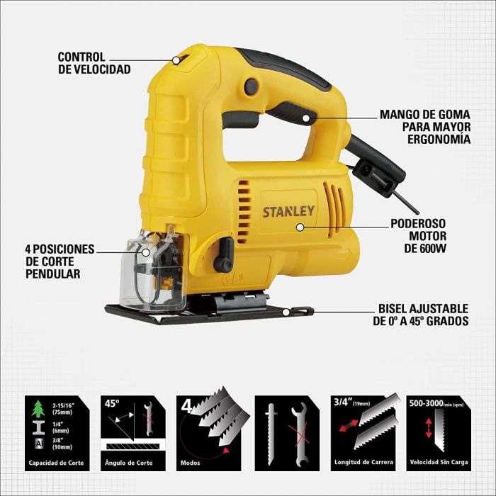 SIERRA CALADORA 600W VV SJ60K STANLEY.