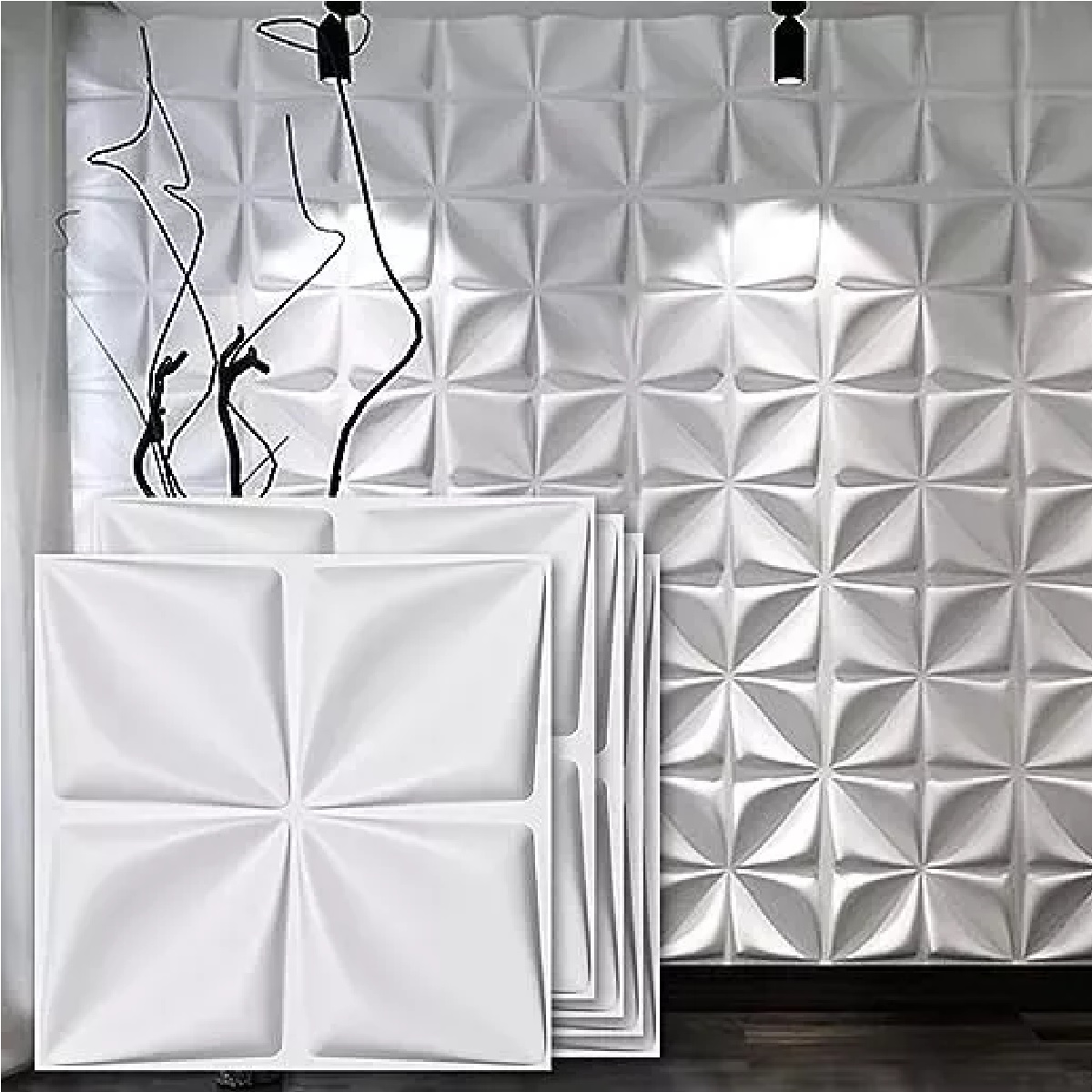 Set Paneles Decorativos 3d Pvc Para Pared 30x30cm 12pzas.