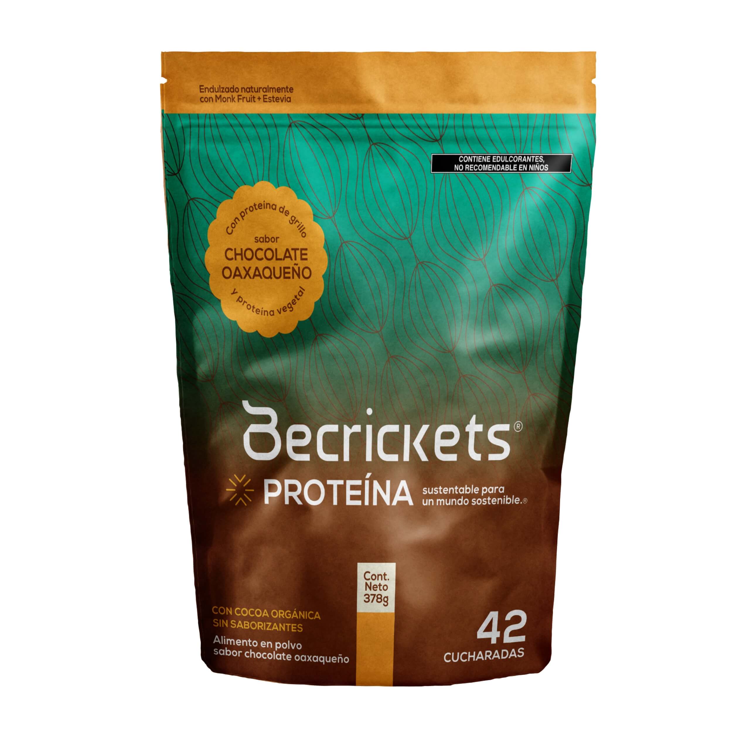 Becrickets Proteína de Grillo | Sabor Chocolate Oaxaqueño | 42 cucharadas | 378 g