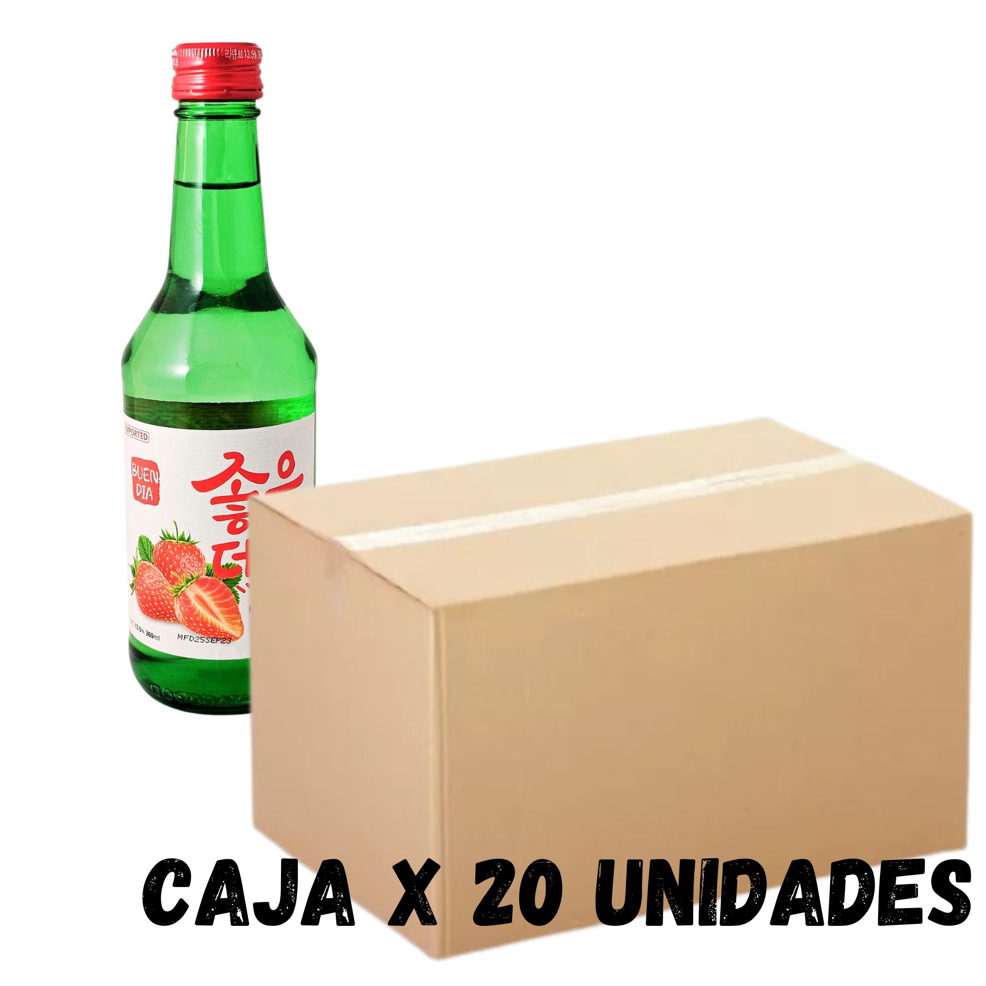 Bebida Coreana Licor Buen Día Sojo Sabor Fresa 20 pzs