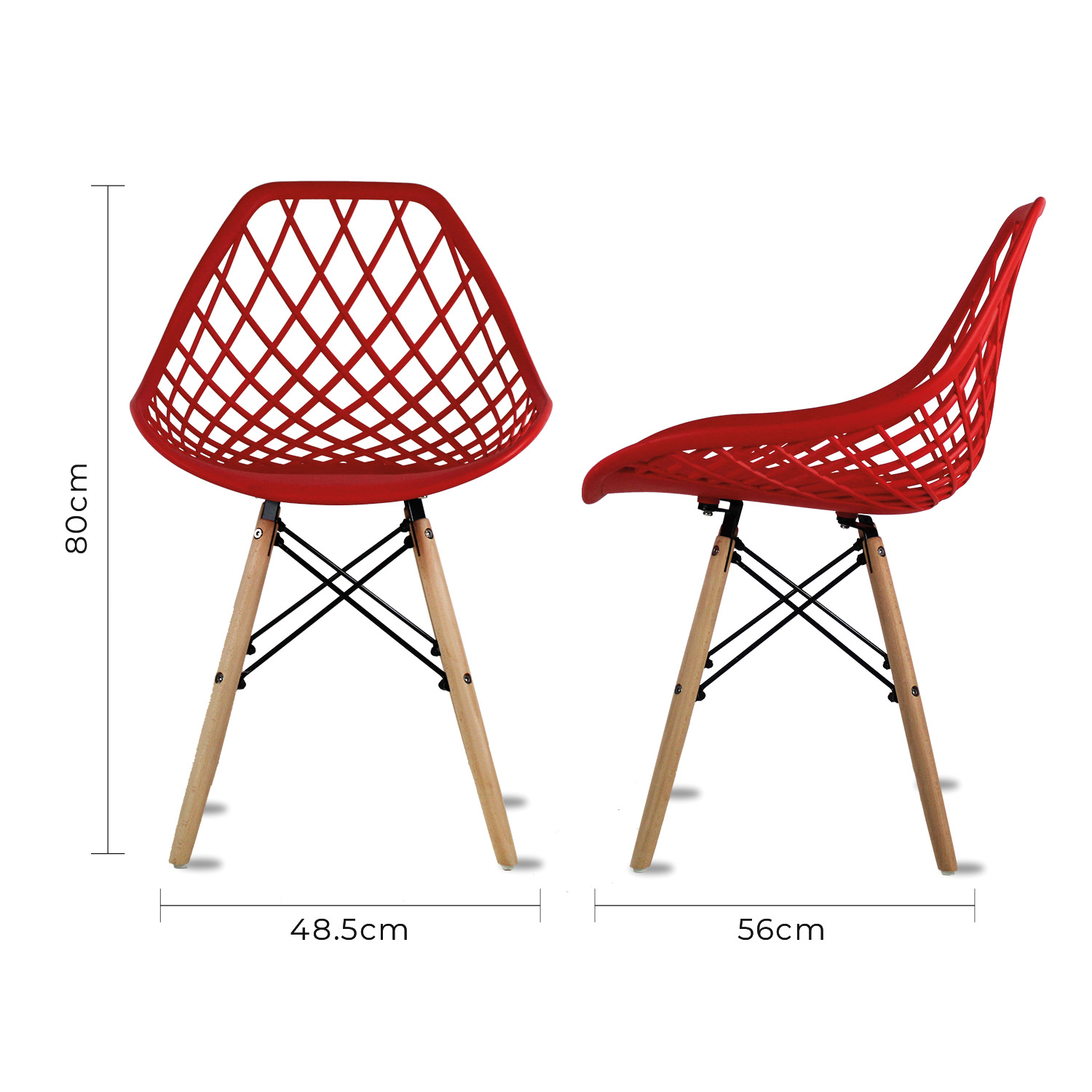 Set 4 Sillas Hogar Oslo Vento Rojo Mundo In.