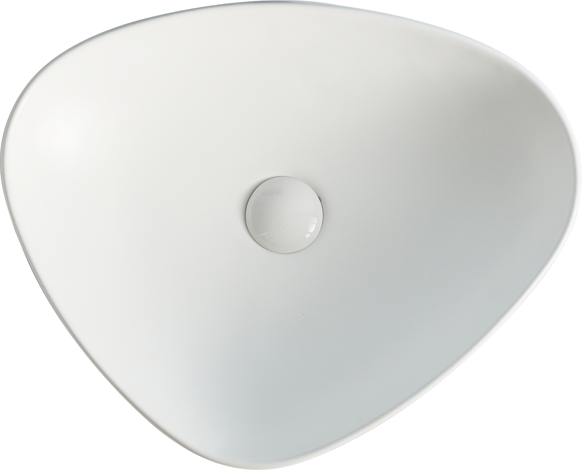 Lavabo Cerámico para Baño ARU, acabado blanco mate. De sobreponer, con diseño europeo ideal para todo tipo de baños. Dimensiones 50.0 x 40.5 x 12.0 cms. (base x altura x profundidad)