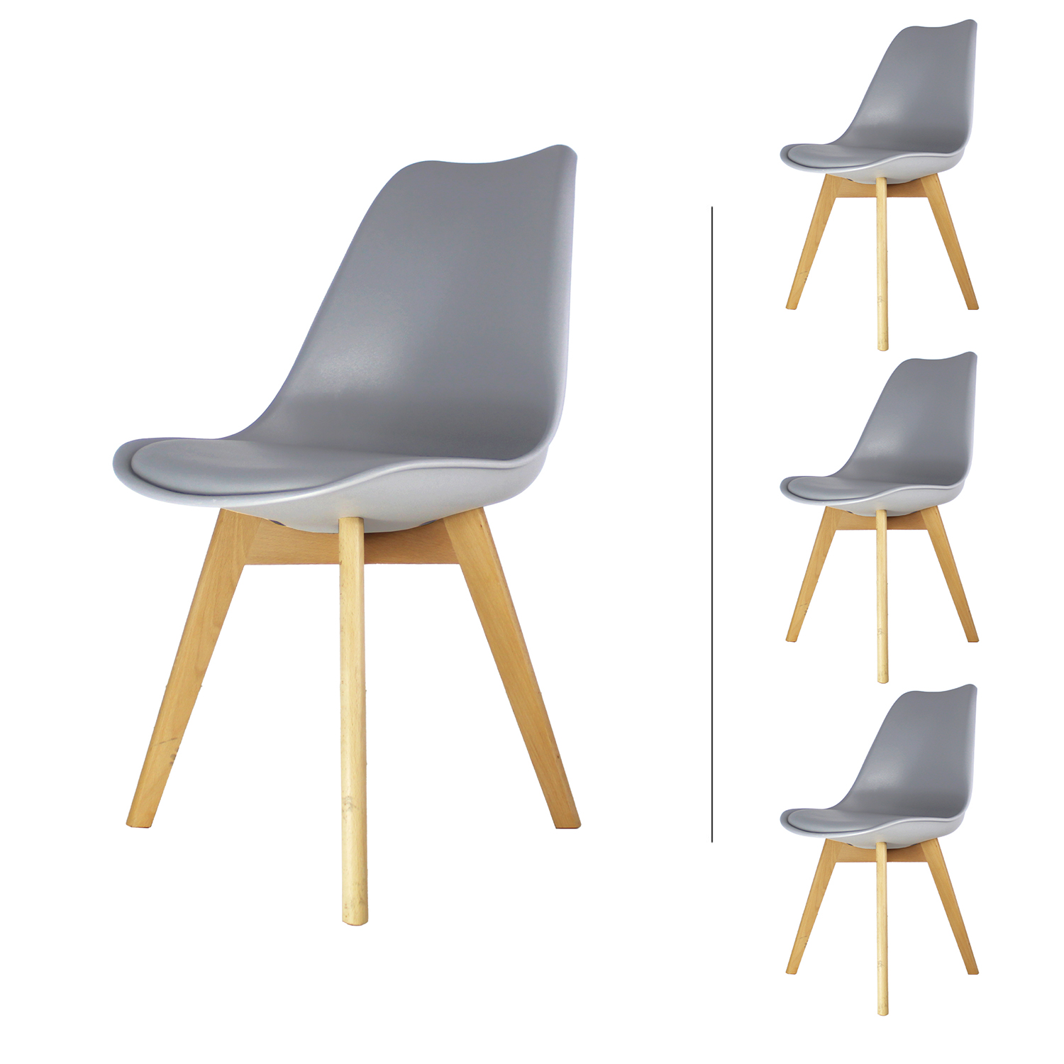 Set 4 Sillas Eames Hogar Frankfurt Gris Mundo In