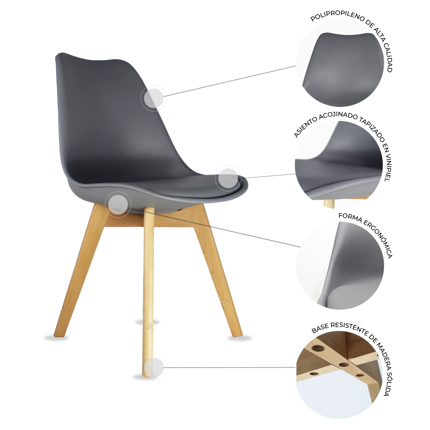 Set 4 Sillas Eames Hogar Frankfurt Gris Mundo In