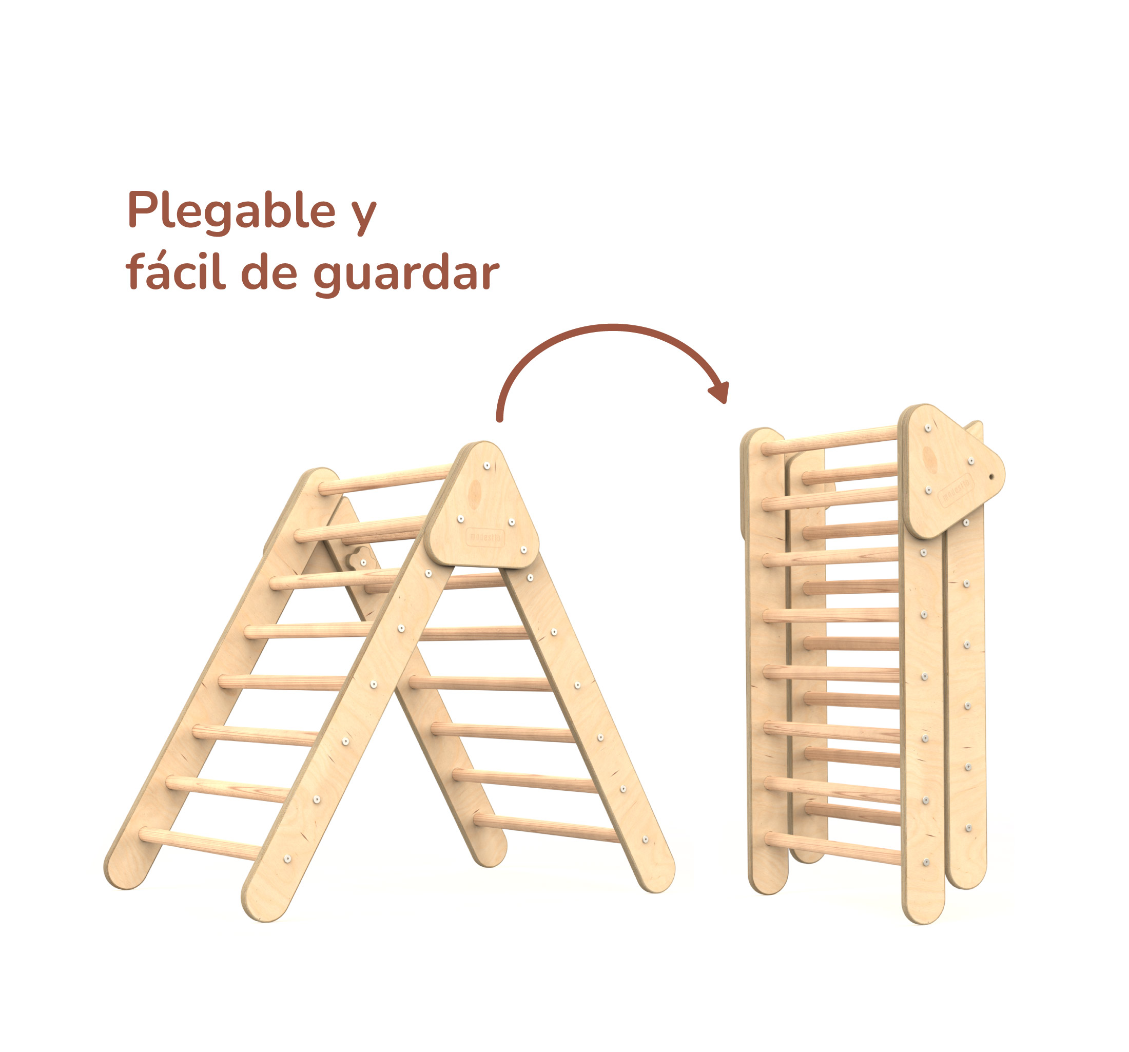 Triángulo de Escalada Plegable Estructura de Juego Pikler para Bebés y Niños (Color Natural)